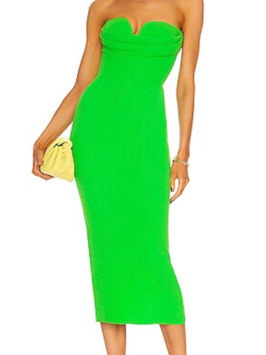 Alex Perry Dresses & Skirts - Alex Perry Neon Green Strapless Twist-Front Midi Dress